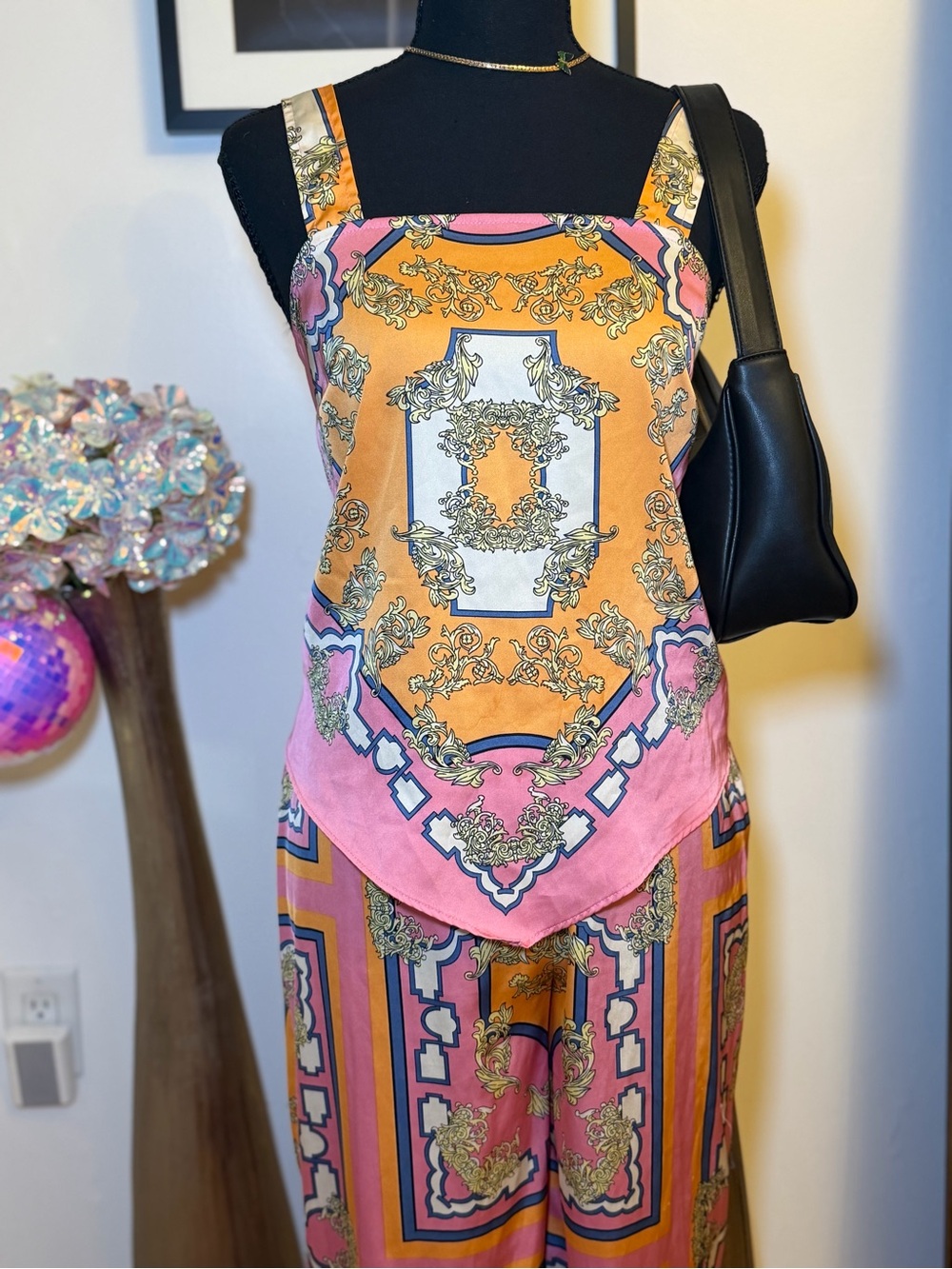 Rachel Zoe Pink & Gold Aztec Printed Two Piece Set
